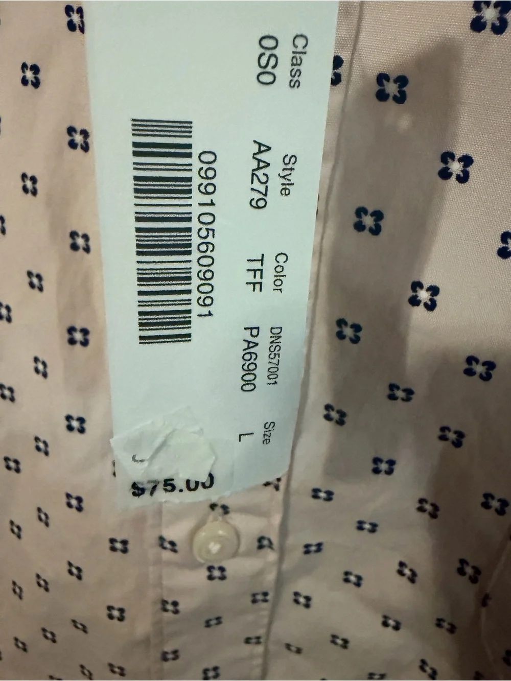 J. Crew Men’s Light Pink Button-Down with Navy Geometric Print